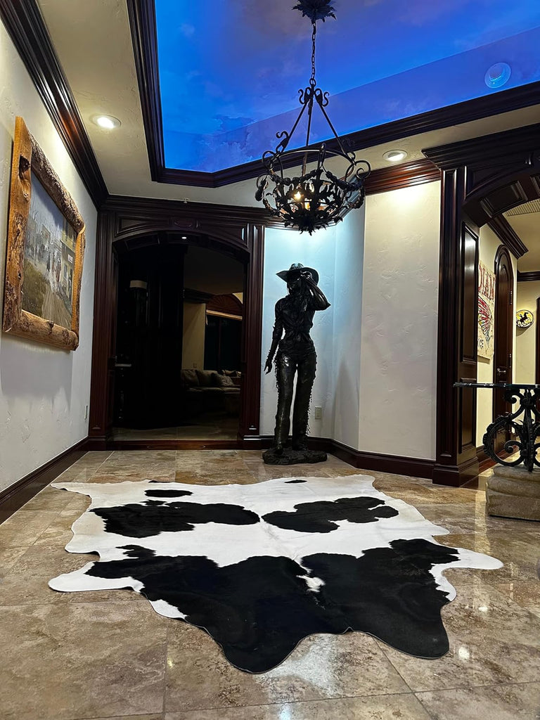 Black & White Brazilian Cowhide Rug - Genuine Leather - Large Area Rugs - Luxury Design - Exact Rugs Shown (Rug 1)