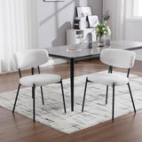 KCC Boucle Dining Chairs Set of 2, Modern Mid-Century Upholstered Stylish Kitchen Chairs Sherpa Accent Diner Chairs