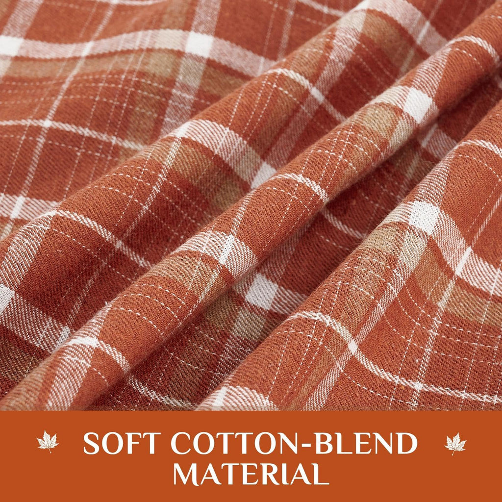 Fall Checkered Tablecloth Rectangle, Orange, 54 x 80 Inch