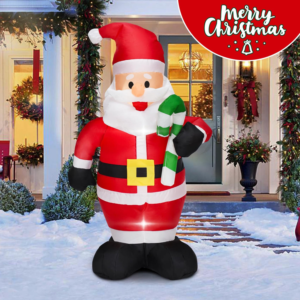 4FT Cute Christmas Inflatable Santa Claus with Build-in LED Lights, Blow up Christmas Inflatable Outdoor Indoor