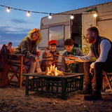 Outdoor Fire Pit, 32 Inch Firepit Table Metal Outdoor Fireplaces with Waterproof Cover for Outside Patio Camping (Black) - Image 7