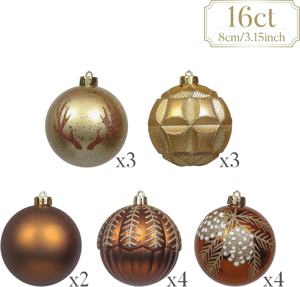 16ct Christmas Tree Decorations Ball Ornaments 3.15 Inches