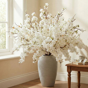 18 Pcs 41" Artificial Cherry Blossom, White