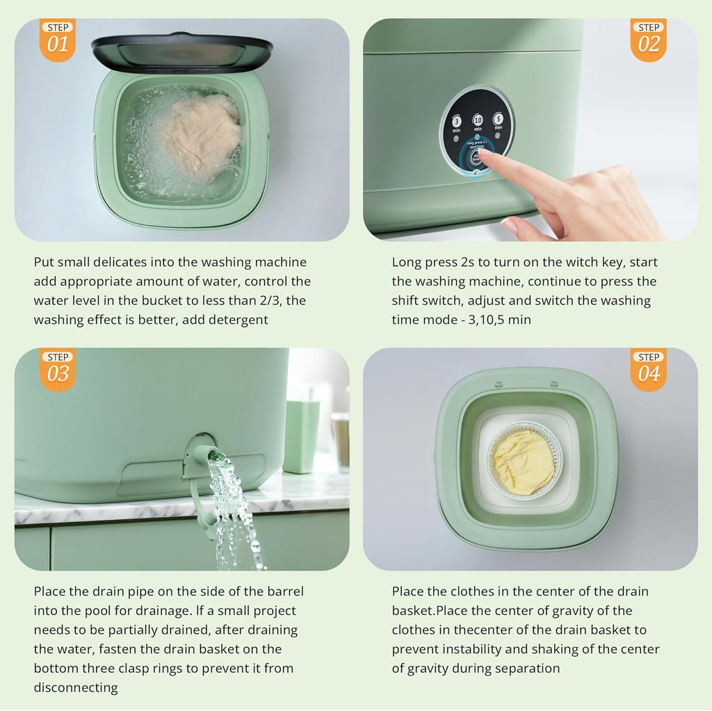Portable Washing Machine, Mini Washer, 16L Upgraded with Spin Basket, Foldable Design Ideal for Apartment, Home and