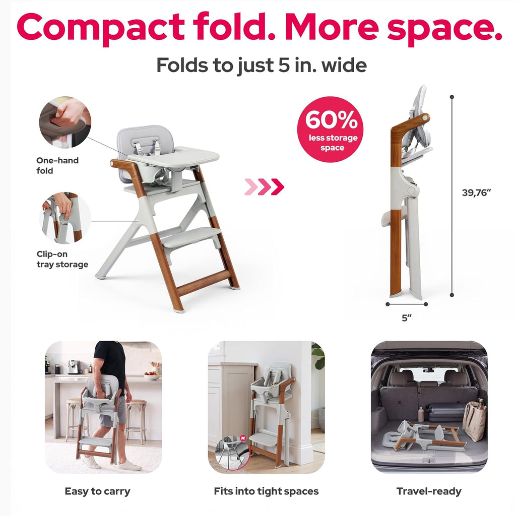 Convertible Baby High Chair, Foldable High Chairs for Babies and Toddlers, Adjustable Feeding Chair with Removable