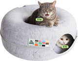 Peekaboo Cat Cave Donut for Multiple & Large Cats up to 30-45 lbs, 3-in-1 Self Warming Cat Bed