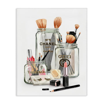 Fashion Makeup in Jars Glam, 16 x 20 Inch Canvas Wall Art