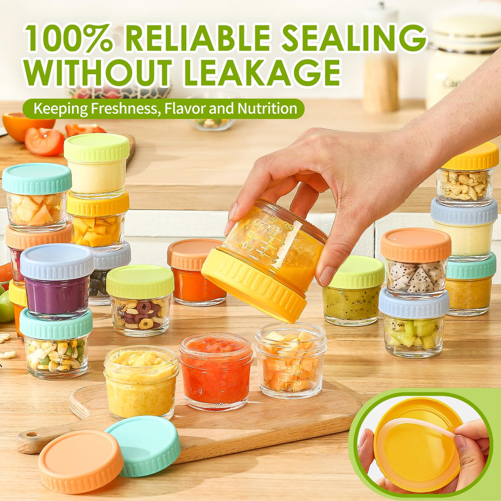 20 pcs Baby Food Storage Containers 4 Oz Small Glass Jars with Lids