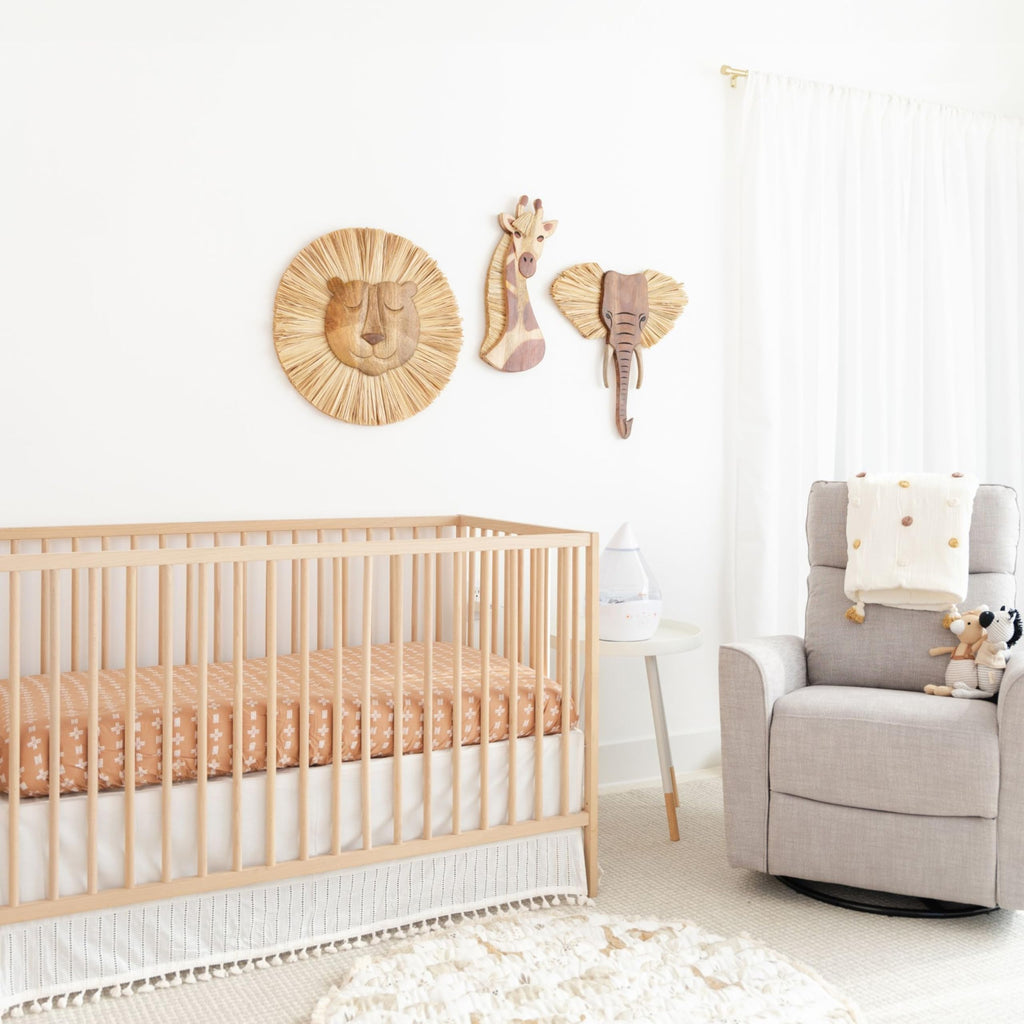 Handmade Wooden Safari Wall Decor, Wood Animal Wall Art and Gender Neutral Safari Room Decor, Giraffe, 21" x 8"