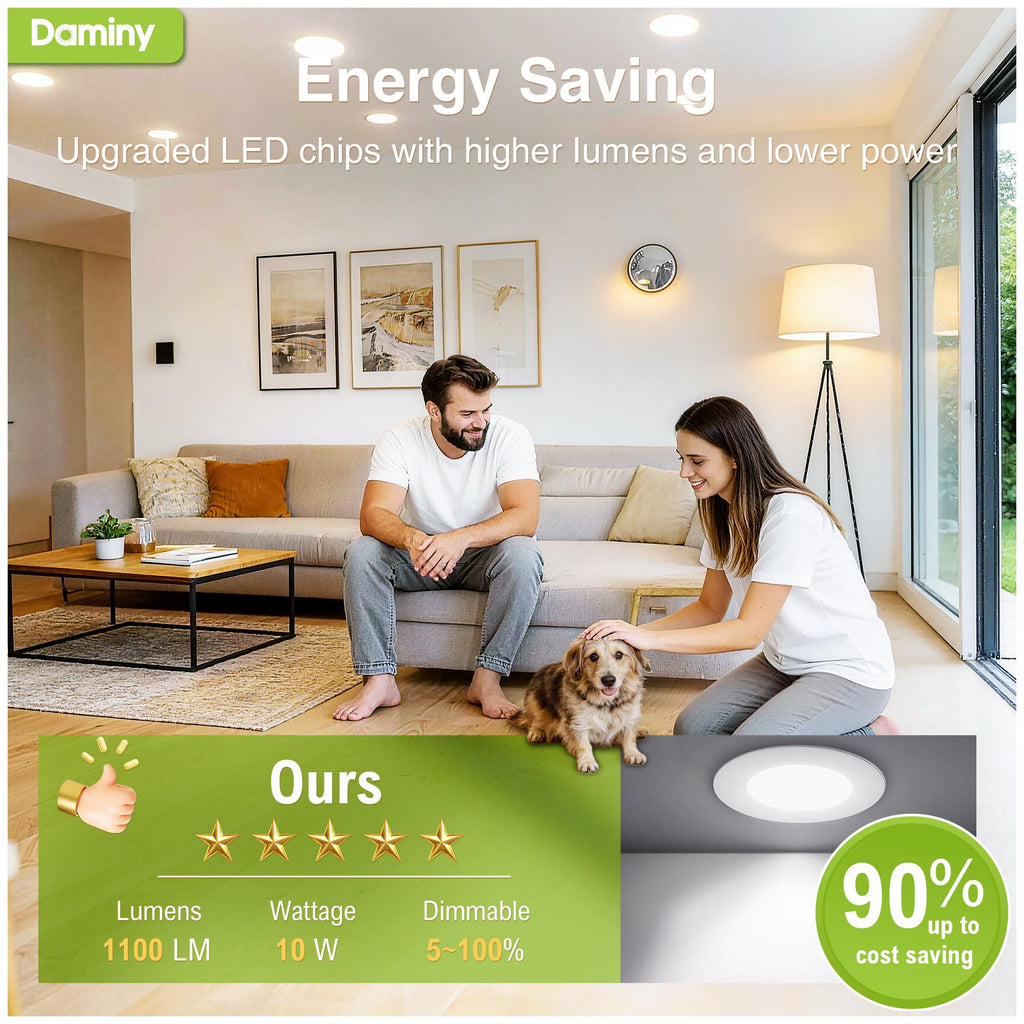 12 Pack 6 Inch LED Recessed Lighting, Canless Wafer Downlight