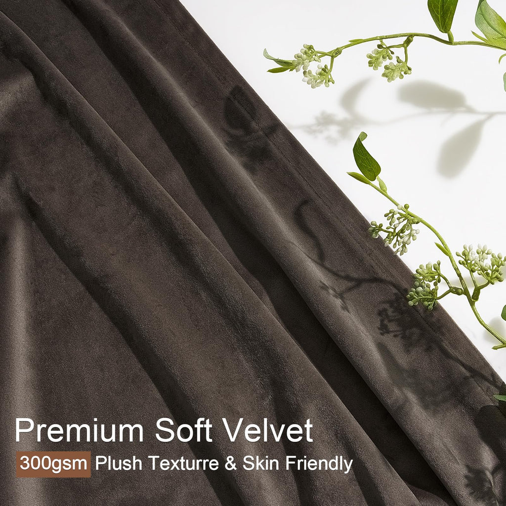 108 Inches Long Dark Taupe Velvet Curtains Bedroom Large Window, Elegant Vintage Room Darkening Blackout Pinch Pleated