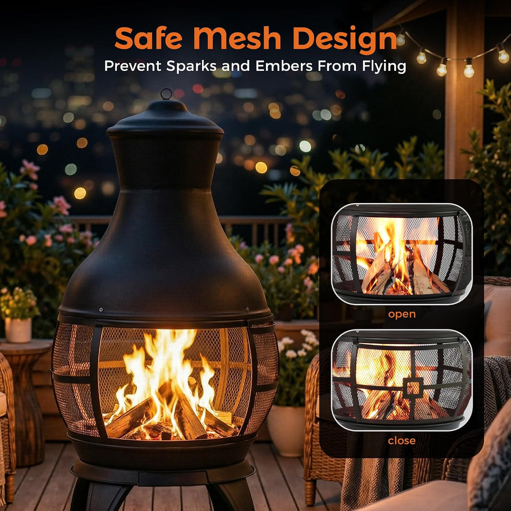 Chiminea Outdoor Fireplace, Outdoor Wood Burning Fire Pits