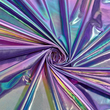 59 inch x 1 Yard Metallic Foil Stretch Fabric, Purple, Stretch