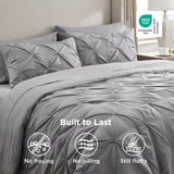 King Comforter Set - Bedding Sets King 7 Pieces, Pintuck Bed in a Bag Grey Bed Set with Comforter, Sheets