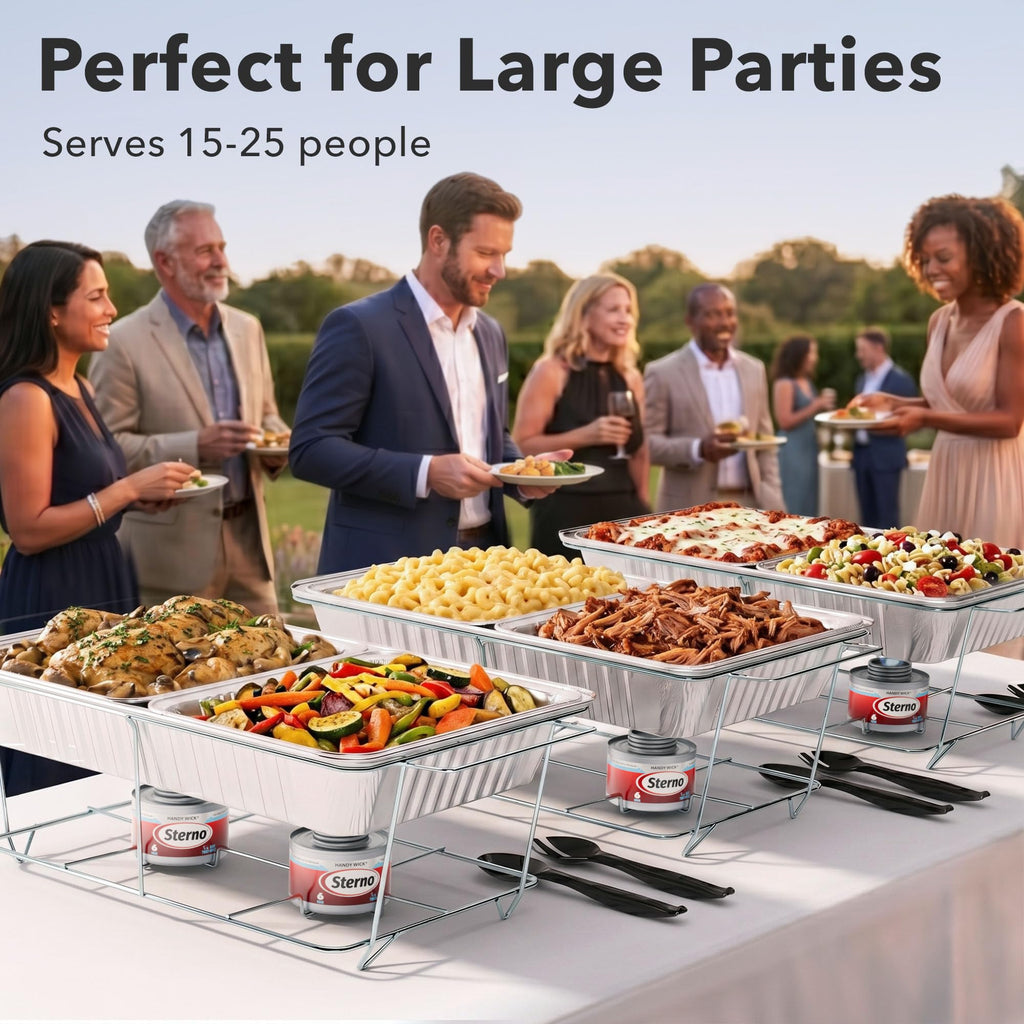 Disposable Chafing Dish Buffet Set With 6-Hour Fuel, 30 Piece