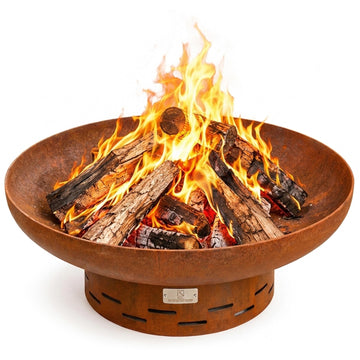 Fire Pit for Outside Wood Burning, 27.5 Inch Round Firepit Bowl Outdoor and Patio, Heavy-Duty Steel Bonfire Pit