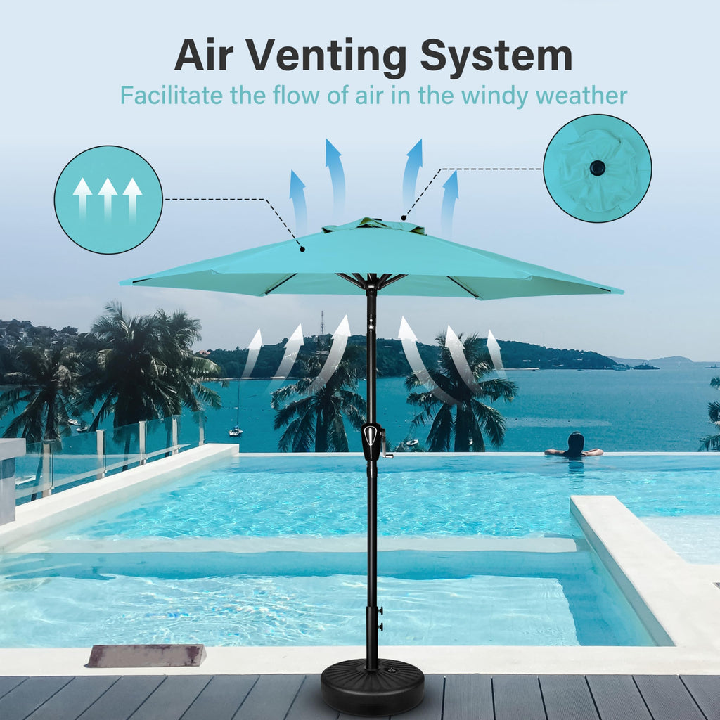 9' Patio Umbrella Outdoor Table Market Yard Umbrella with Push Button Tilt/Crank, 8 Sturdy Ribs for Garden, Deck