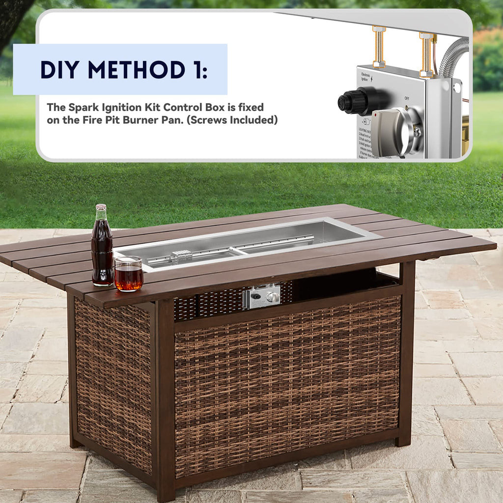 Stainless Steel 24" Rectangle Fire Pit Drop-in Burner Kit