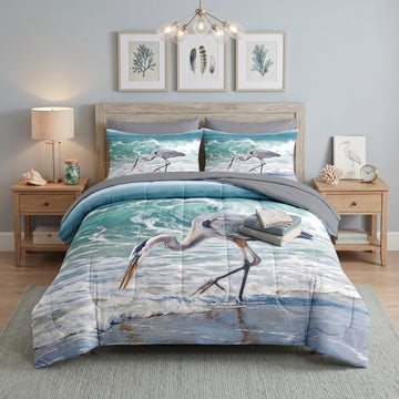 7 Pcs Comforter Set, Bird Coastal Bedding