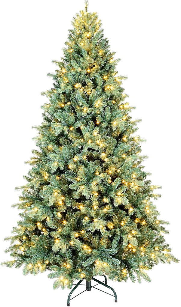 7 Ft Pre-Lit Artificial Christmas Tree, w/ 500 LED Warm Lights, 1838 PE&PVC Mixed Branch Tips, Faux Xmas Tree , Party