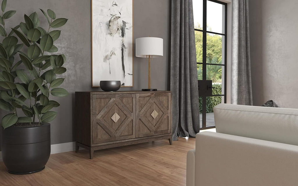 Commerce & Market Carved Accent Chest in Brown Wood