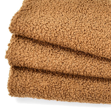 Caramel Brown Curly Teddy Fleece Sherpa Faux Fur Fabric, 1 Yard