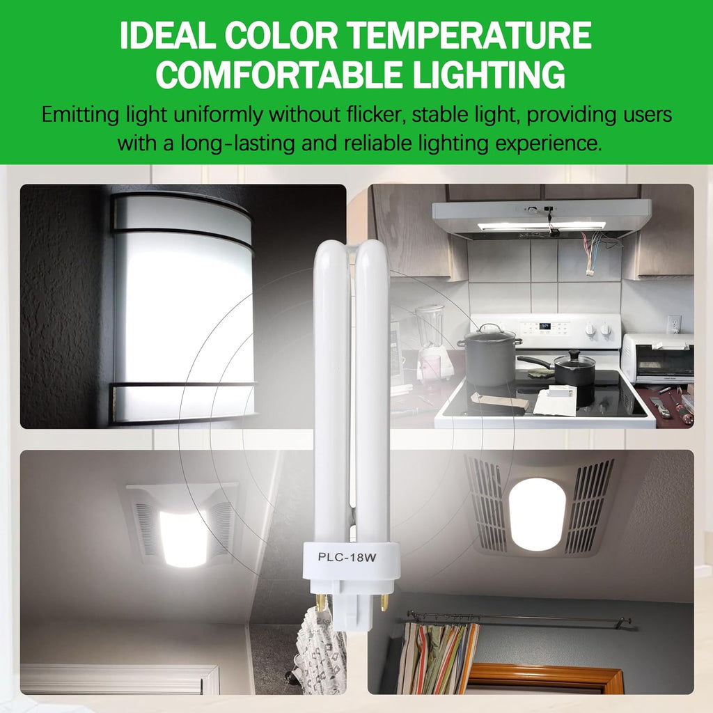 CFL Light Bulbs for Panasonic, 4 Pin G24q-2 Base 18W 3500K