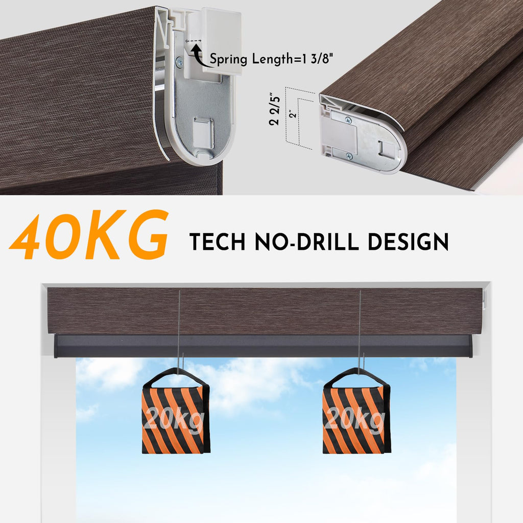 Motorized No Drill Zebra Smart Shades with Remote Smart Zebra Blinds, Non Drill, Light Filtering, Dual