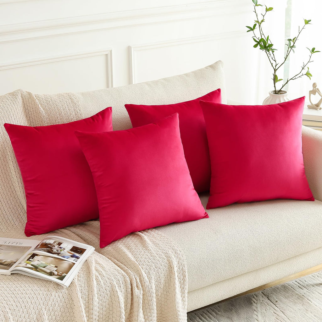 Set of 4 Decorative Throw Pillow Covers Soft Velvet Solid Square Pillow Cases Luxury Cushion Covers Case for Sofa Car