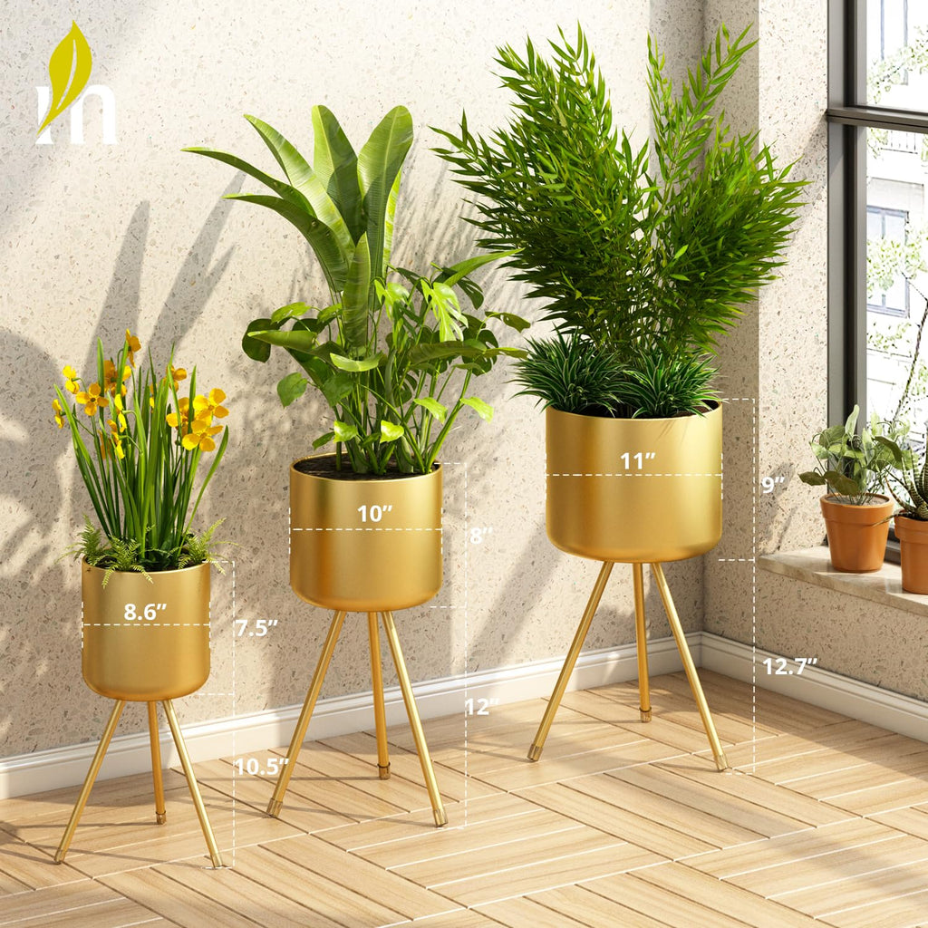 Mid-Century Metal Flowerpot with Stands, Stylish Modern Floor-Standing Flowerpot, Suitable for Orchid, Aloe Indoor