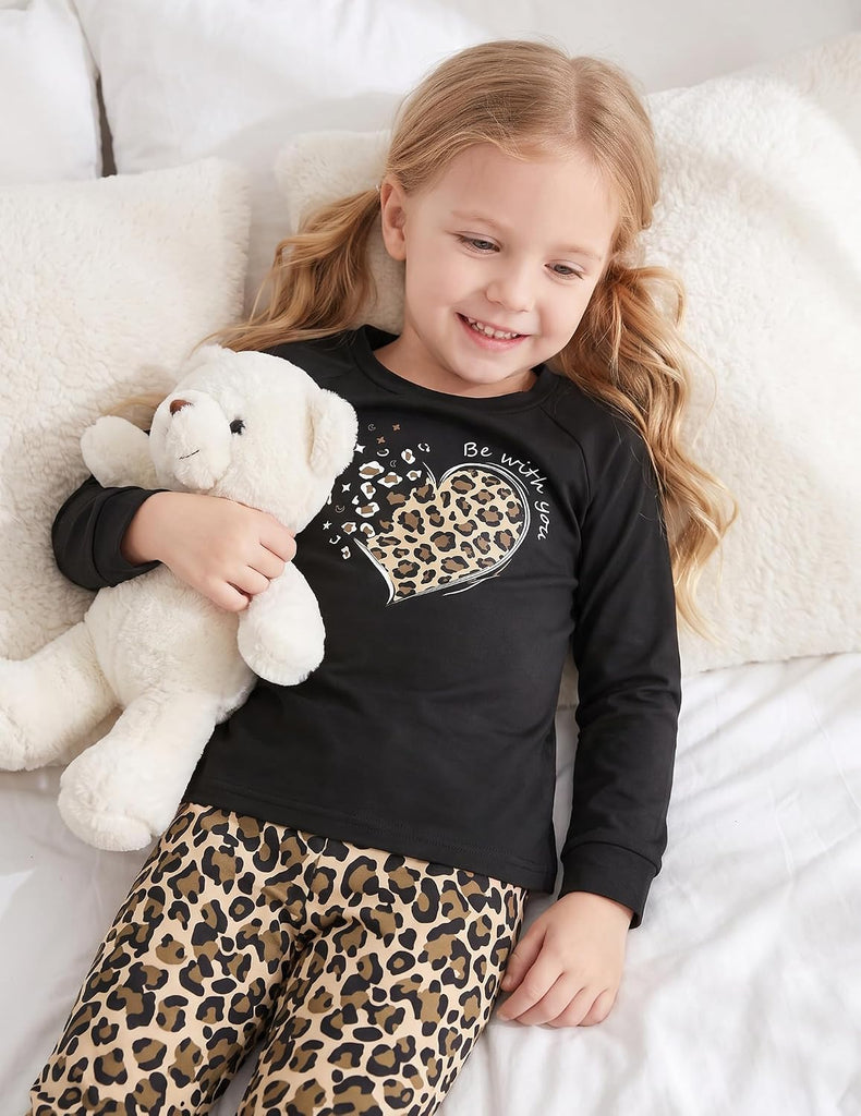 Girls Pajamas Long Sleeve Snug Fit Pjs Set Kids Cute Sleepwear