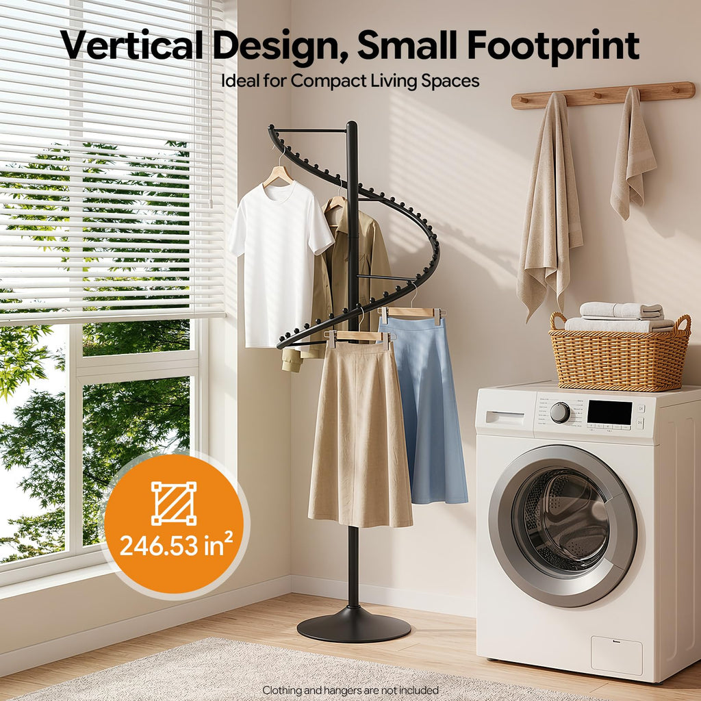 Spiral Rotating Clothing Rack, 360° Spiral Retail Costumer Garment Rack