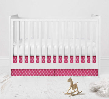 Mix N Match Pin Dots Crib/Toddler Bed Skirt Dust Ruffle (Fuschia)