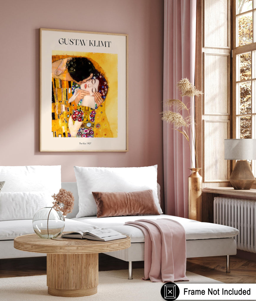 Master The Kiss Print - Gustav Klimt Poster - Abstract Couple Art - Romantic Symbolism Wall Design - Housewarming