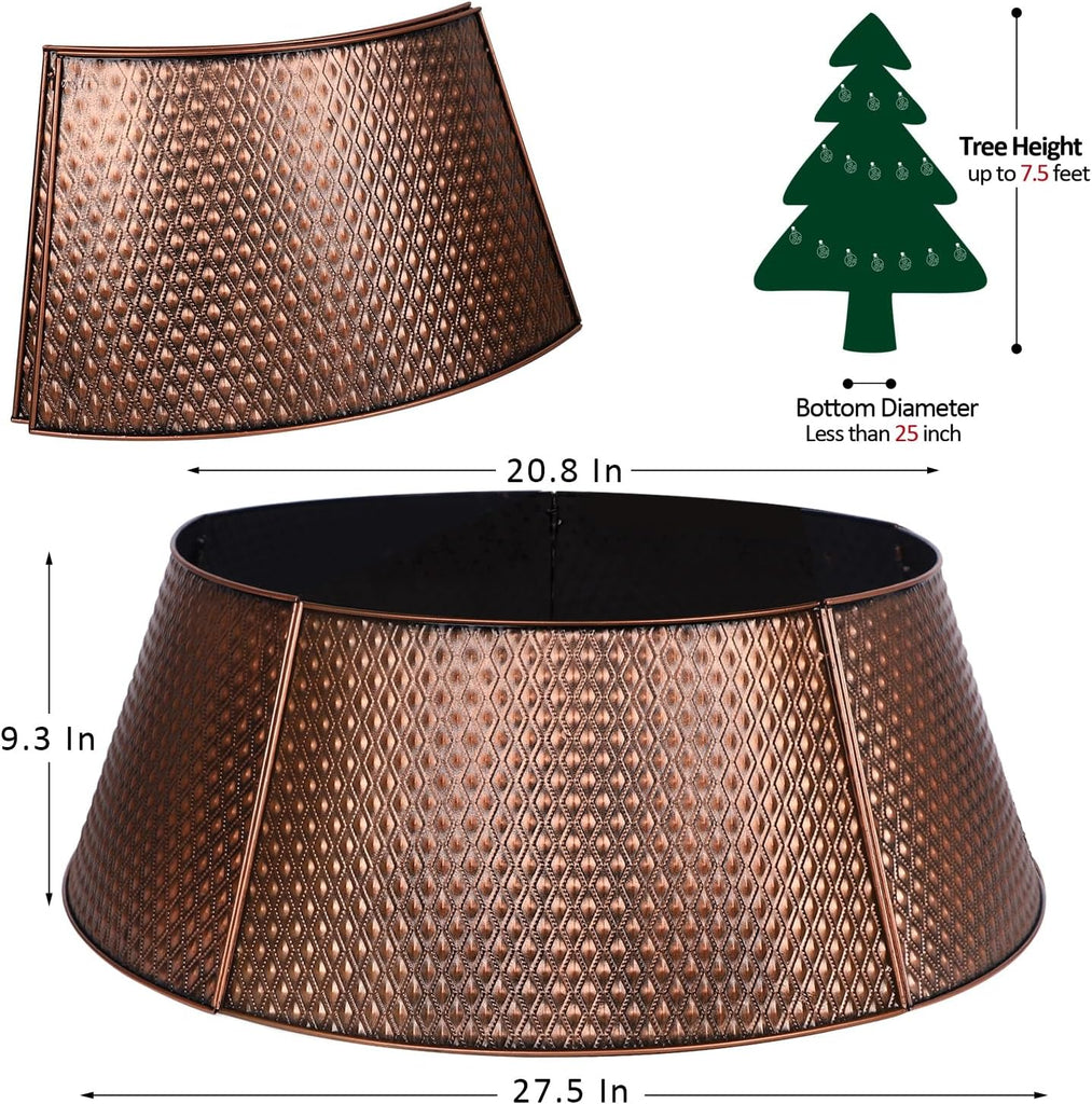 Metal Christmas Tree Collar, 20.8"/27.5" Inner Diameter Ring, Base Cover for Trees Up to 7.5Ft, Skirt Base Stand