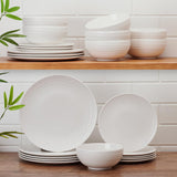 Josephine 24-Piece Dinnerware Set, Porcelain Dish Set with Embossed Basket Weave Design, Service for 8