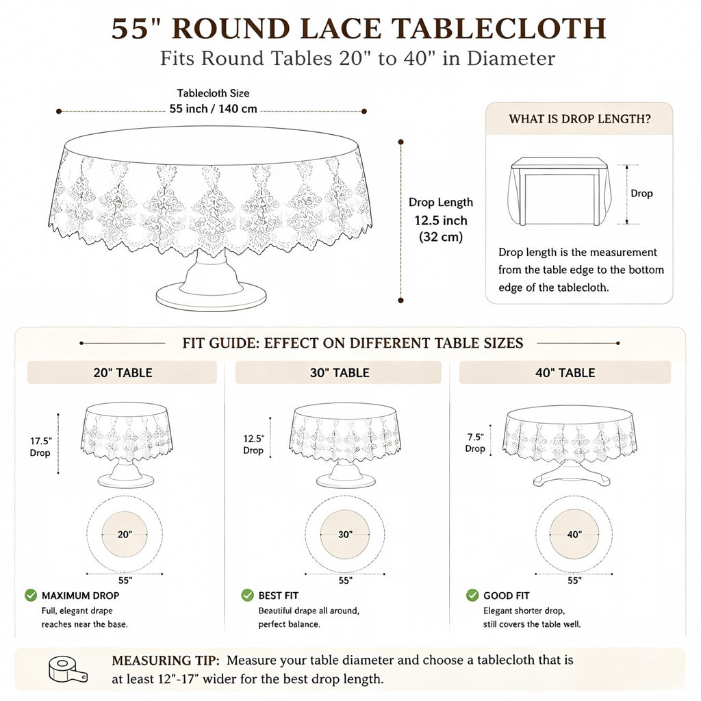 Lace Tablecloth ExquisiteEmbroidery Floral, Round Tablecloth