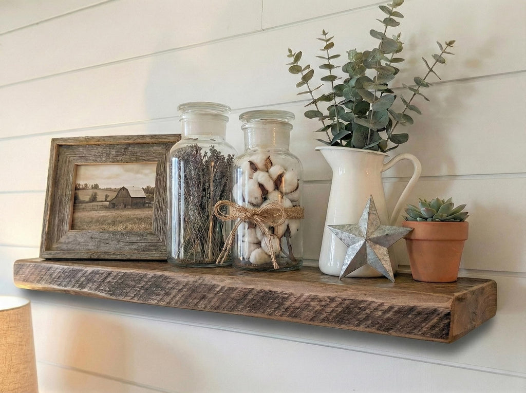 Reclaimed Wood Floating Shelves Real Solid Wood Chunky Shelf Rustic Farmhouse Wall Shelf