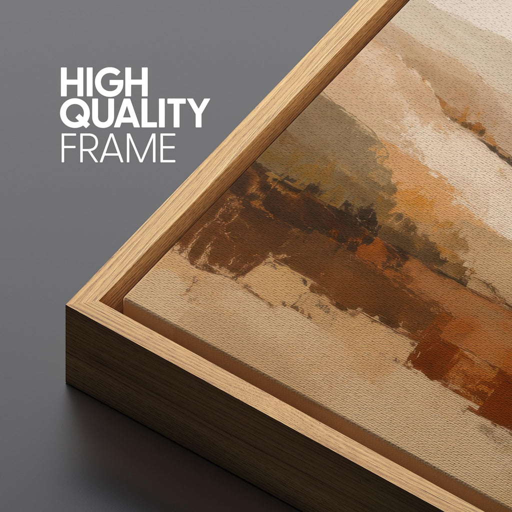Extra Large Framed Canvas Print Wall Art Earth Tone Abstract Mountain Prairie Illustrations Modern Art Relax/Calm