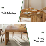 78.7-Inch Solid Wood Dining Table, Farmhouse Kitchen Table for 6-8 People, Wooden Dinner Table for Kitchen, Dining