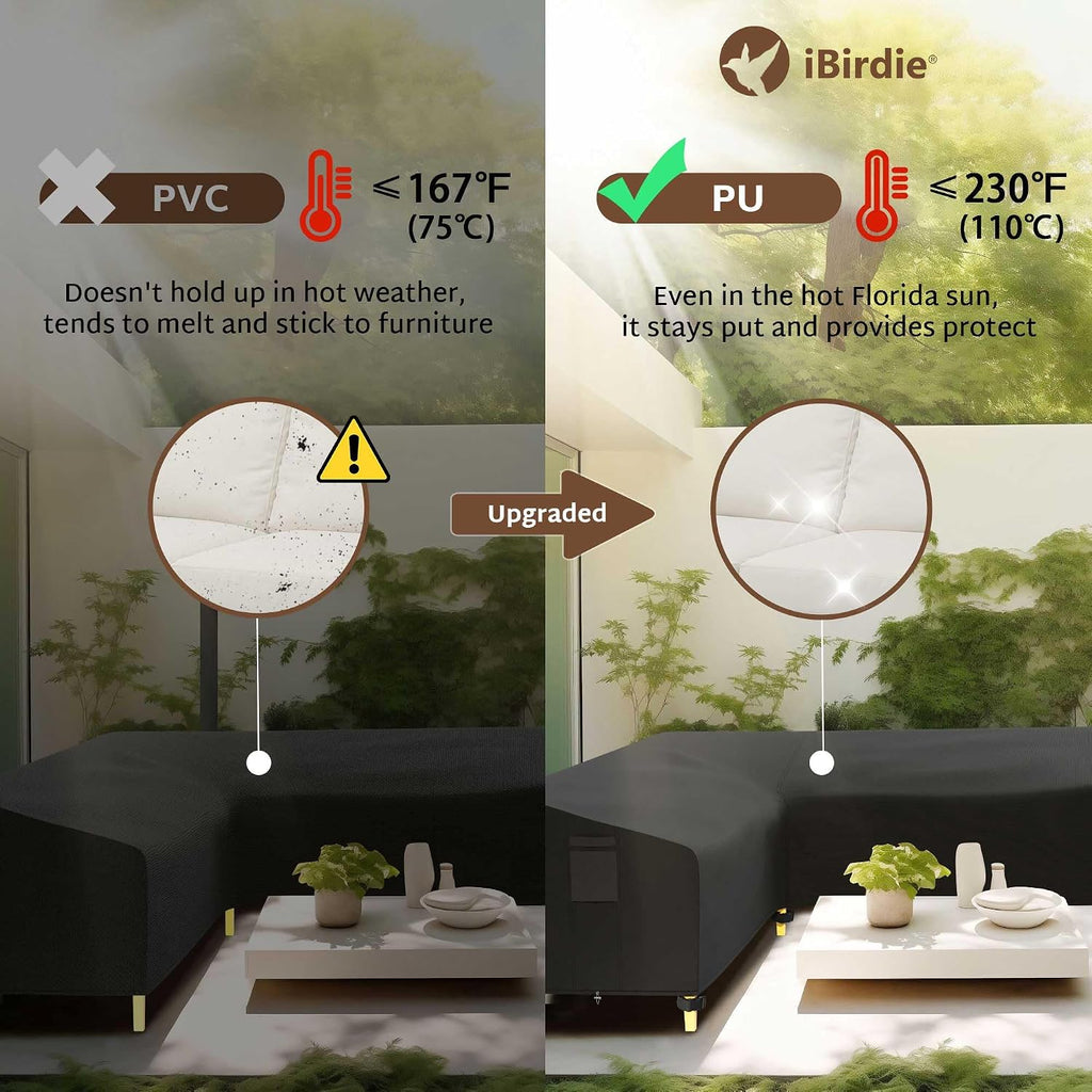 Outdoor Sectional Cover for 85 x 85 inch L-Shaped Couch Sofa | Waterproof, Weatherproof, fit 84 x 83, 82 x 81