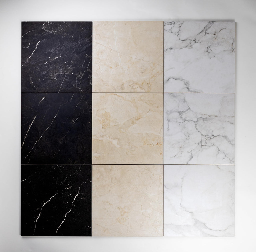 Palazzo Checkerboard | 12"x12" Porcelain Marble Look Floor & Wall Tile (Nero/Crema, Carton)