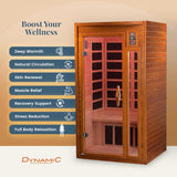 DYNAMIC SAUNAS Barcelona 1- to 2-Person Low EMF FAR Infrared Sauna with Red Light Therapy & Bluetooth Speakers |
