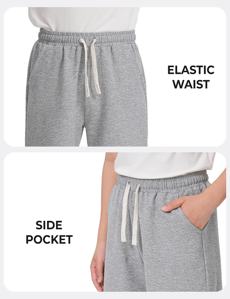 Boys Cotton Shorts Kids Athletic Casual Drawstring Shorts with Pocket