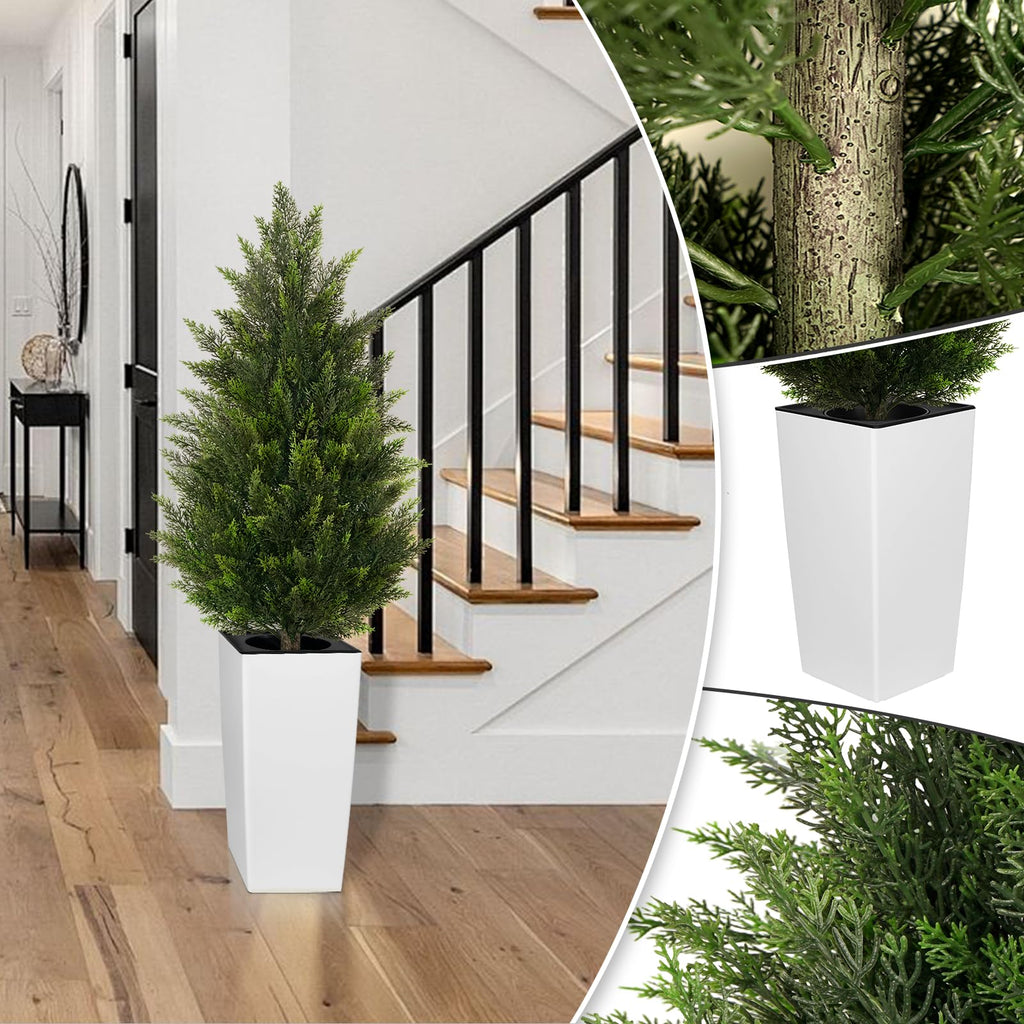 Cedar Trees for Outdoors, 4ft 2-Pack White Square Planter