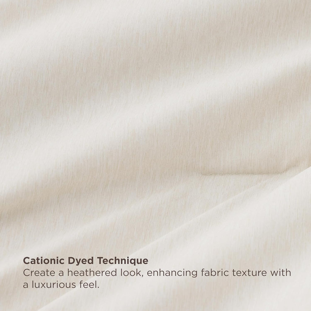 King Comforter Set Beige - Bed in a Bag King Bedding 7 Pieces, Cationic Dyed Bed Set Gift for Family