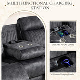 Power Reclining Sofa with Zero Gravity, Adjustable Headrest, Electric Reclining Couch with Wireless Charge, Outlets
