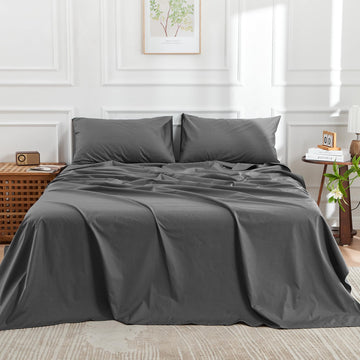 DOZ 100% Long Staple Cotton Sheet Sets, Classic Percale Cotton, Cool Crisp, Breathable, Matte Finish, Hotel Style