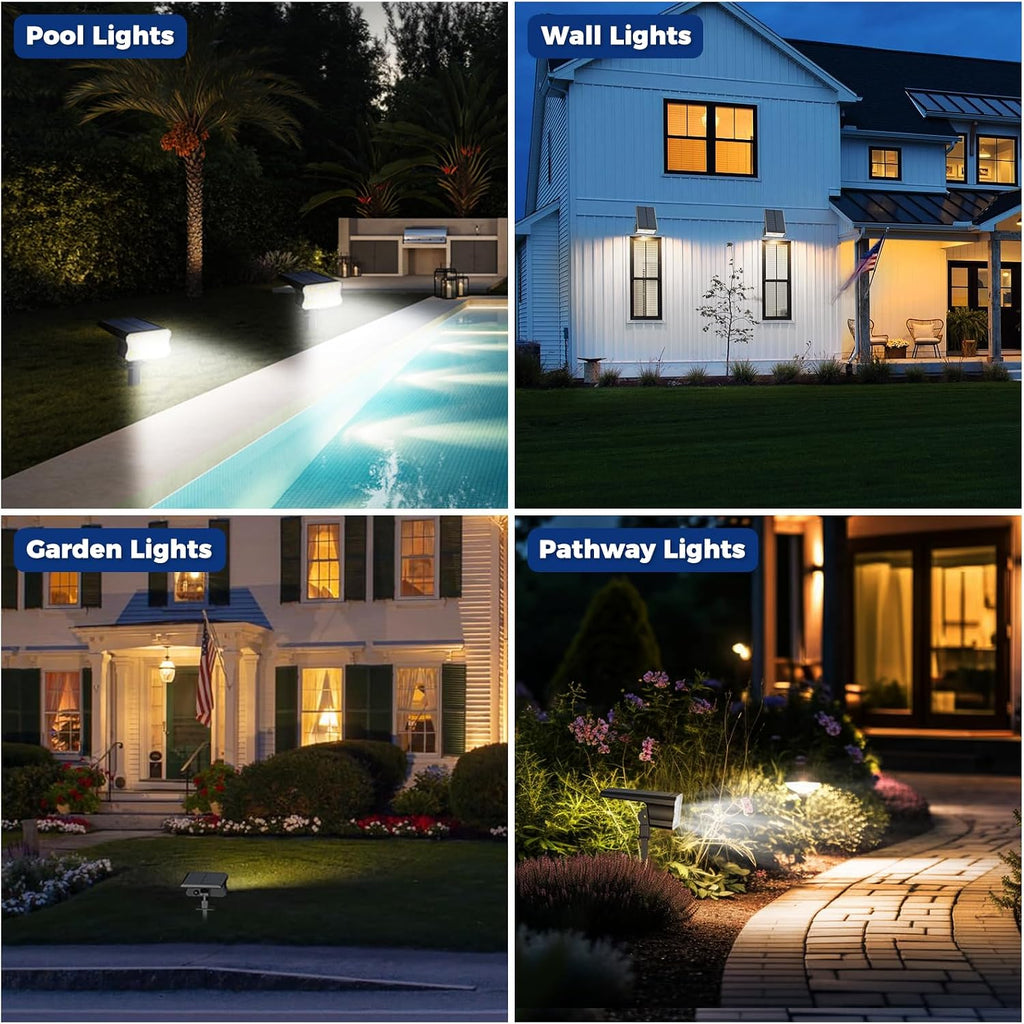 Solar Lights Outdoor Waterproof IP67, 60 LED 3 Lighting Modes Solar Spot Lights Outdoor for Yard Garden Pathway