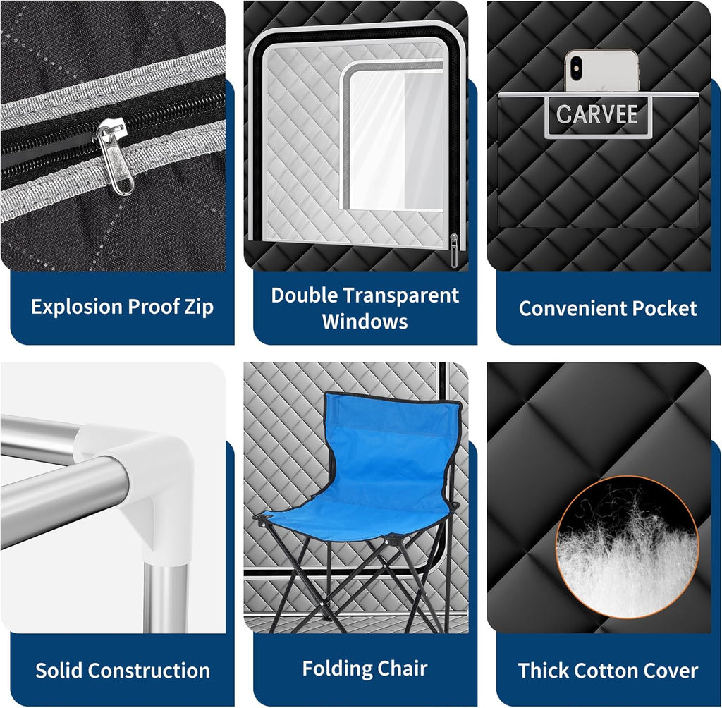 GarveeHome Sauna Box,Portable Sauna for Home with 4L 1500W Steamer,Portable Steam Sauna Tent with 600D
